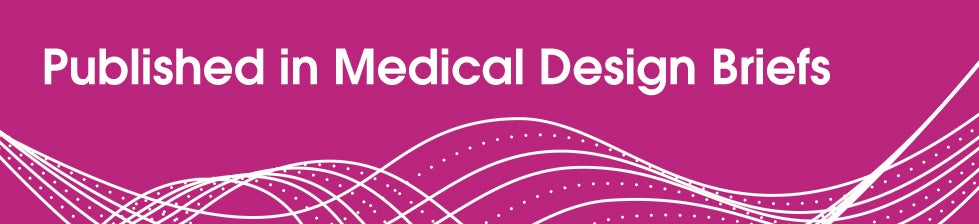 pink image with white lines and the words published in Medical Design Briefs