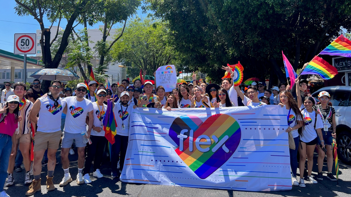 Flex employees and peers showing LGBTQ+ PRIDE